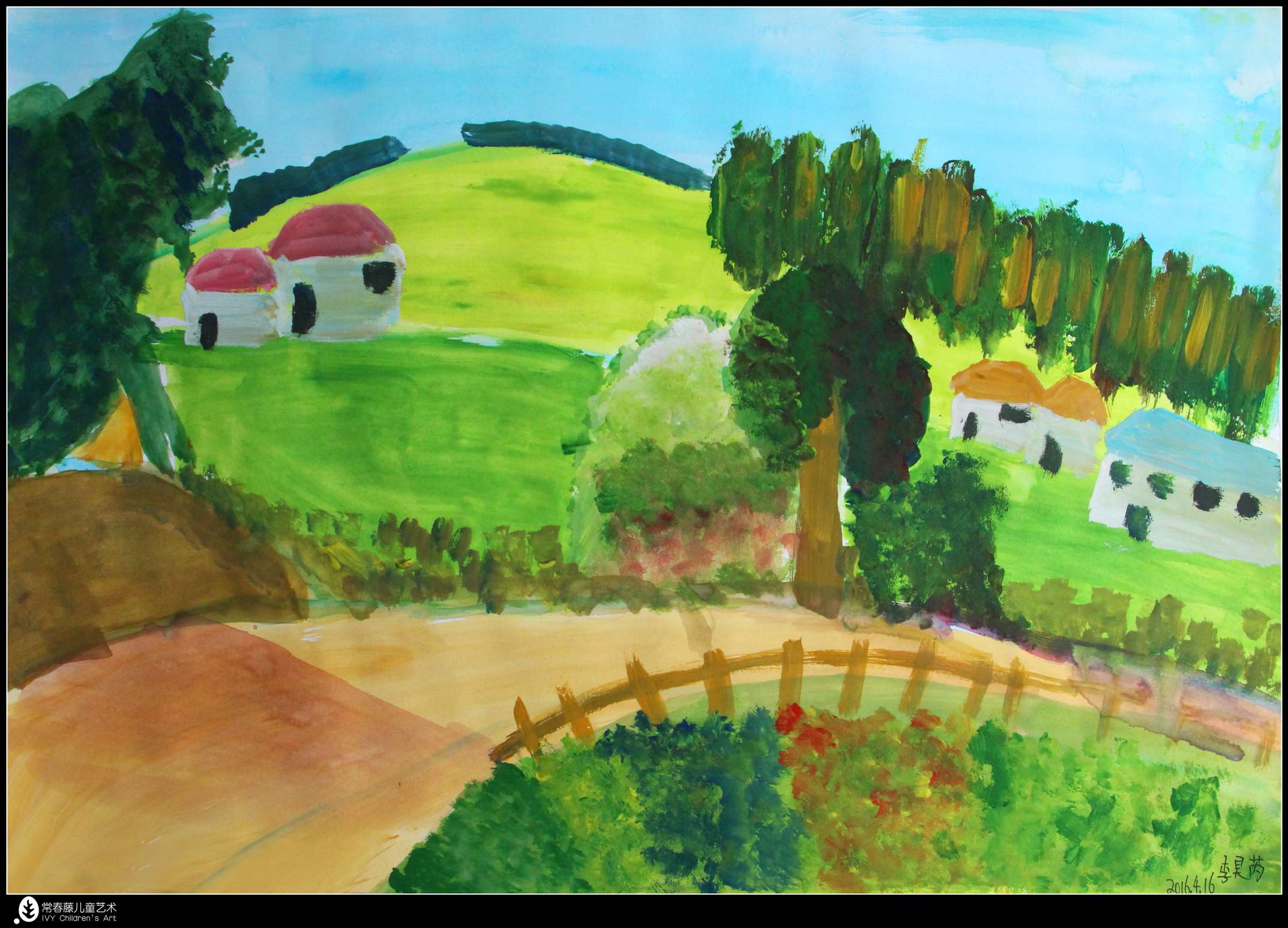 绘画不苟且求同，画有诗词和美景──常春藤樱花景观创作